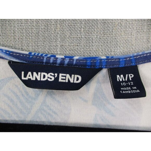 Lands End Womens Blue Leaf Print Dress M/P - Picture 6 of 9